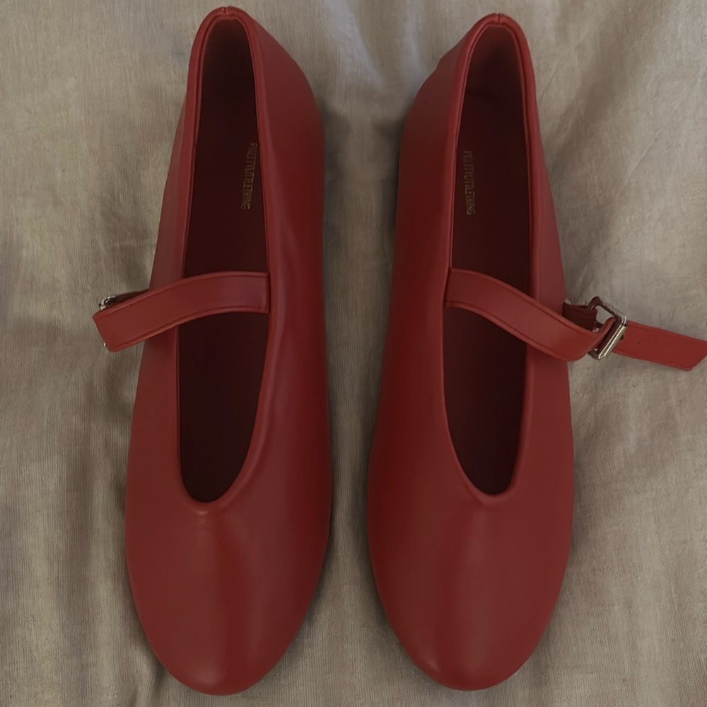 Brand new!! Red faux leather Mary Jane ballet flats